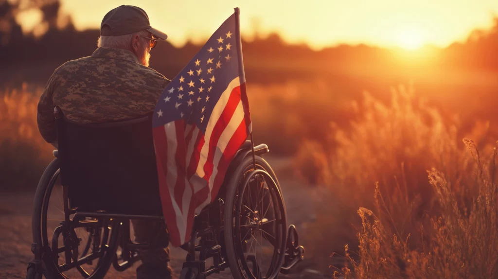 a-veteran-in-a-wheelchair-holds-an-american-flag-representing-honor-and-dedication-to-the-country-ssdi-lawyers-for-veterans-near-me